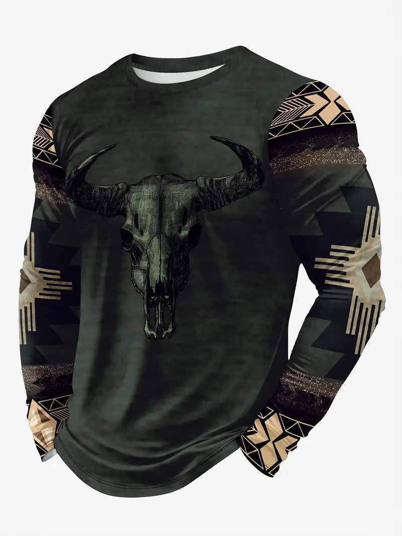 Spring And Autumn Trendy Unique Style Long-sleeved T-shirt Men