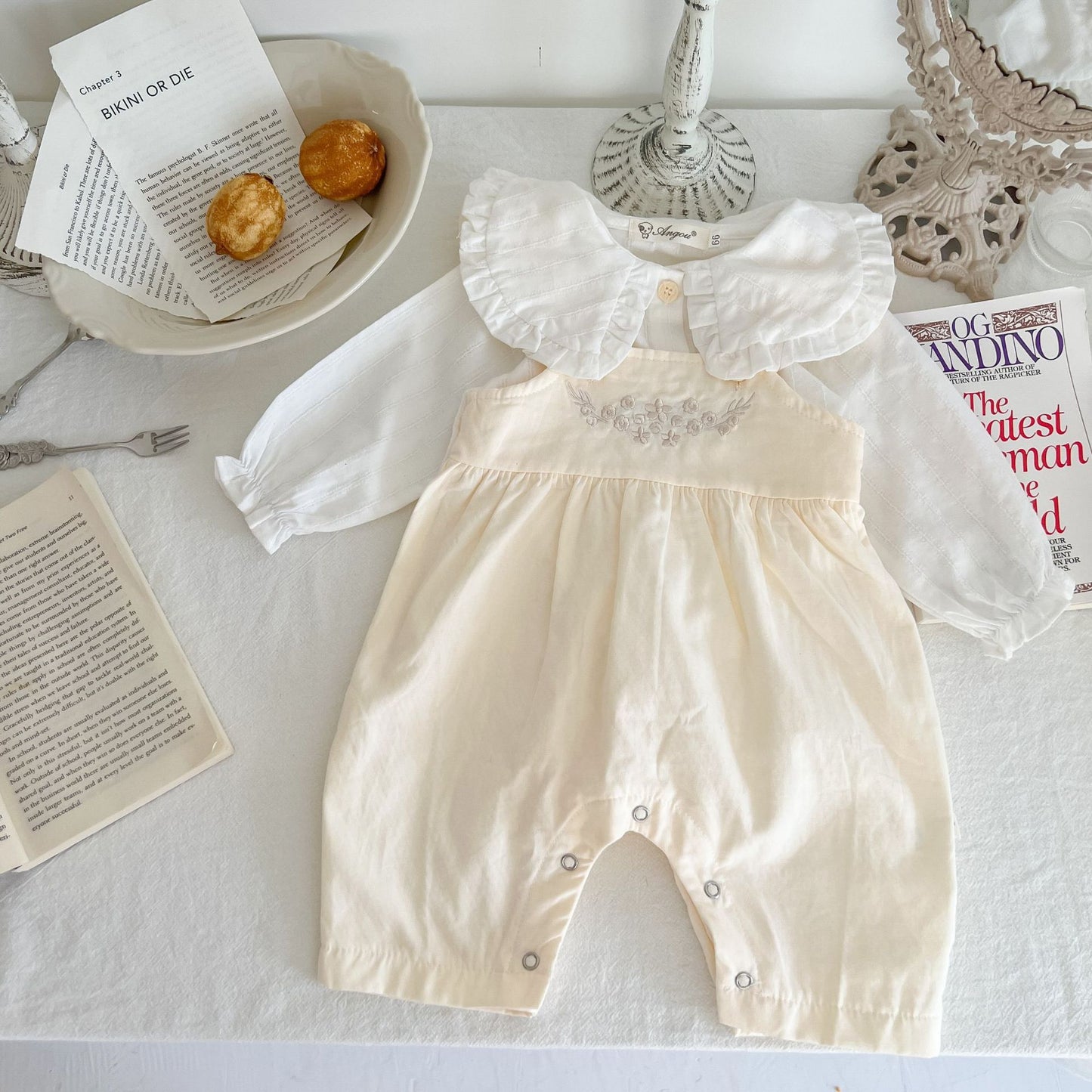 CH.KOUROSH- Baby Girl's Loose Adjustable Suspender Romper