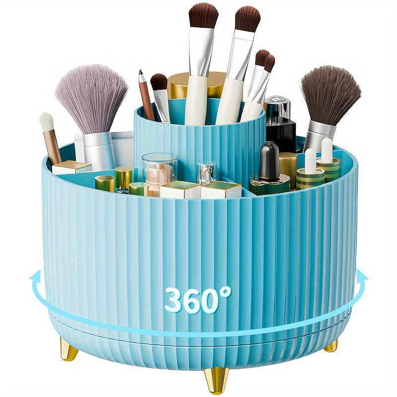 360° Rotating Makeup Organizer - Multi-Functional Plastic Storage for Brushes, Lipsticks, Skincare & Stationery