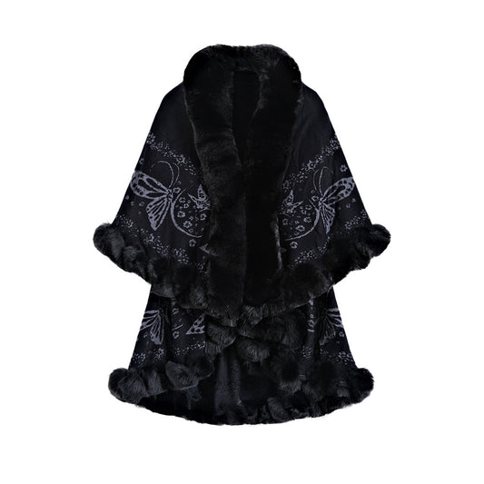 CH.KOUROSH- Retro Double-layer Artificial Rex Rabbit Wool Cloak