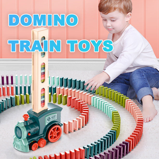 CH.KOUROSH- Domino Train Toys Baby Toys Car Puzzle Automatic Release Licensing Electric Building Blocks Train Toy