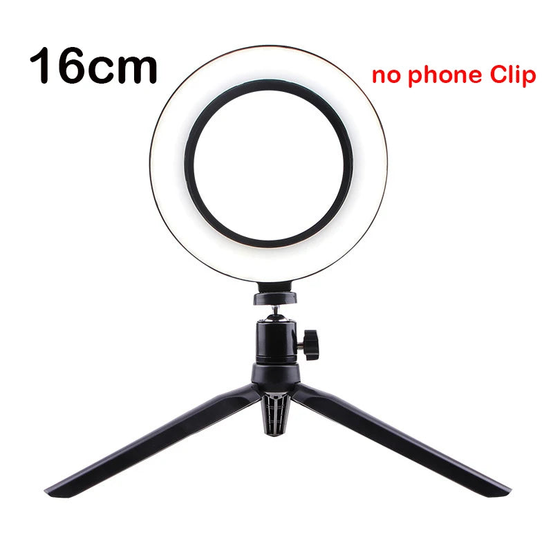 26cm Photography Table LED Light Tripod Ring Lamp Youtube Video Live Photo Studio Selfie Stick Makeup Light For Phone