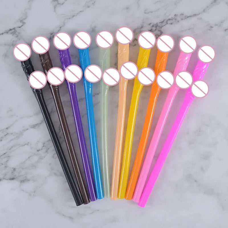 10pcs Cuticolor Drinking Penis Straws Bridal Shower Sexy Hen Night Willy Penis Novelty Nude Straw for Bar Bachelorette Party