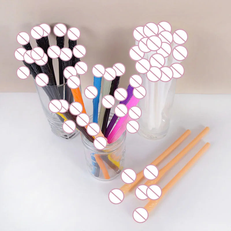 10pcs Cuticolor Drinking Penis Straws Bridal Shower Sexy Hen Night Willy Penis Novelty Nude Straw for Bar Bachelorette Party