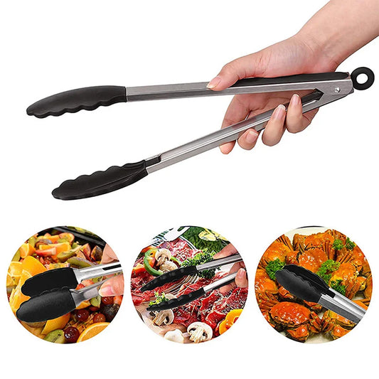 CH.KOUROSH BBQ Gadgets Silicone Non-Slip Food Tong Kitchen Tongs utensil Cooking Tong clip Clamp BBQ Salad Tools Grill Kitchen Accessories