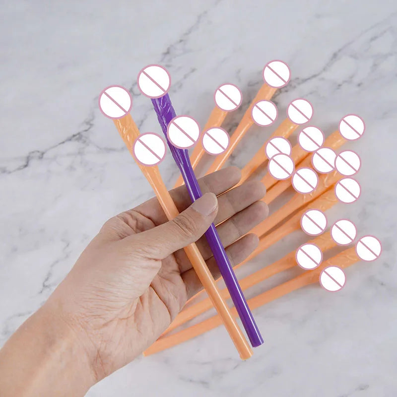 10pcs Cuticolor Drinking Penis Straws Bridal Shower Sexy Hen Night Willy Penis Novelty Nude Straw for Bar Bachelorette Party