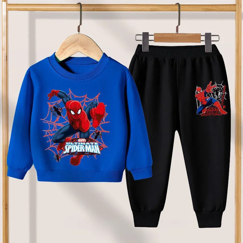 CH.KOUROSH- Disney Casual Sweatshirts Boys Toddler Cartoon Clothing New Crewneck Spiderman Print Pullovers Pants 2pcs Long Sleeve Tracksuits