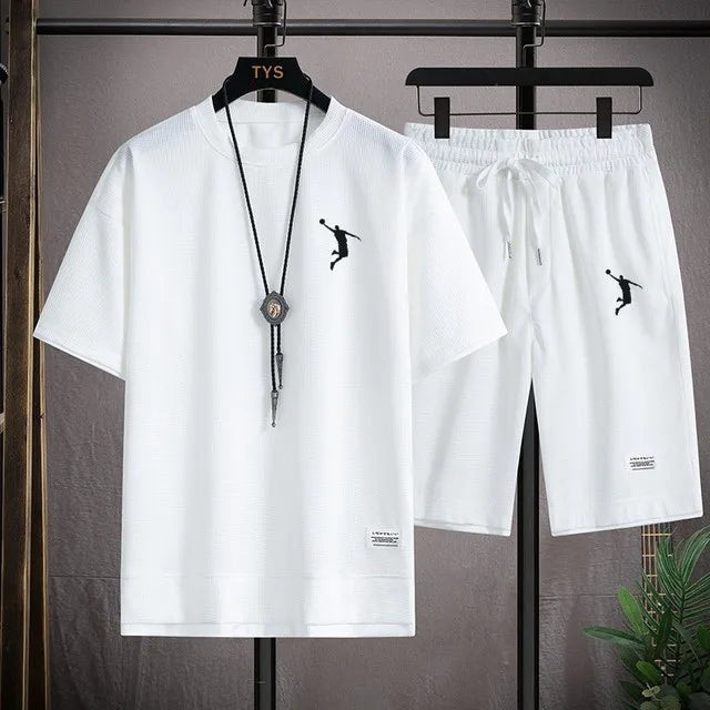 CH.KOUROSH  NewSummer New Mens Tracksuit Linen Fabric T-shirt and Shorts Two Piece Set Men Sports Suit Fashion Breathable Sets