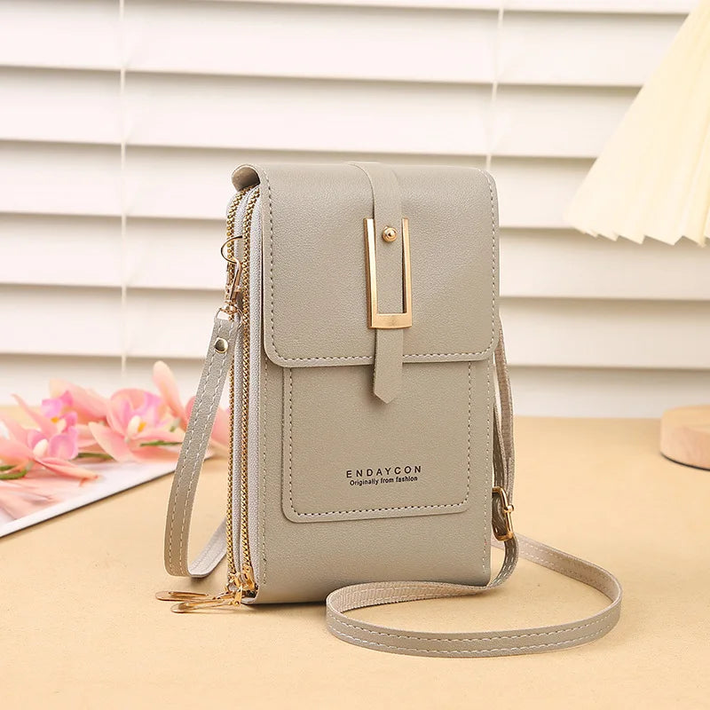 Transparent touch screen mobile phone bag mini flap crossbody bag fashion handbag suitable for Apple Samsung Xiaomi mobile phone