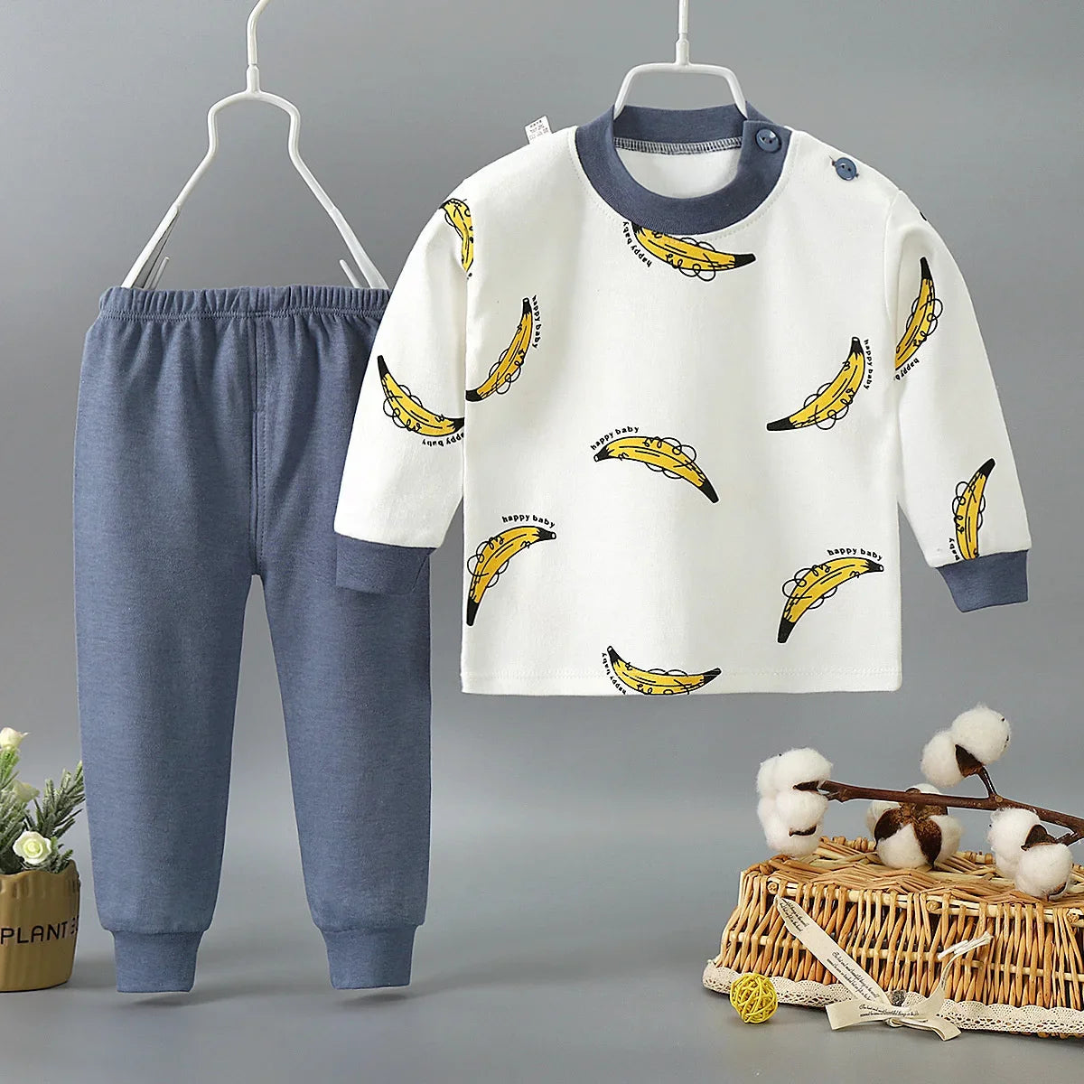 Cartoon Pajamas Suits Children's Baby Boys Girls Spring Autumn Sleepwear Home Clothes Cotton Autumn Long Trousers Kids Pijamas