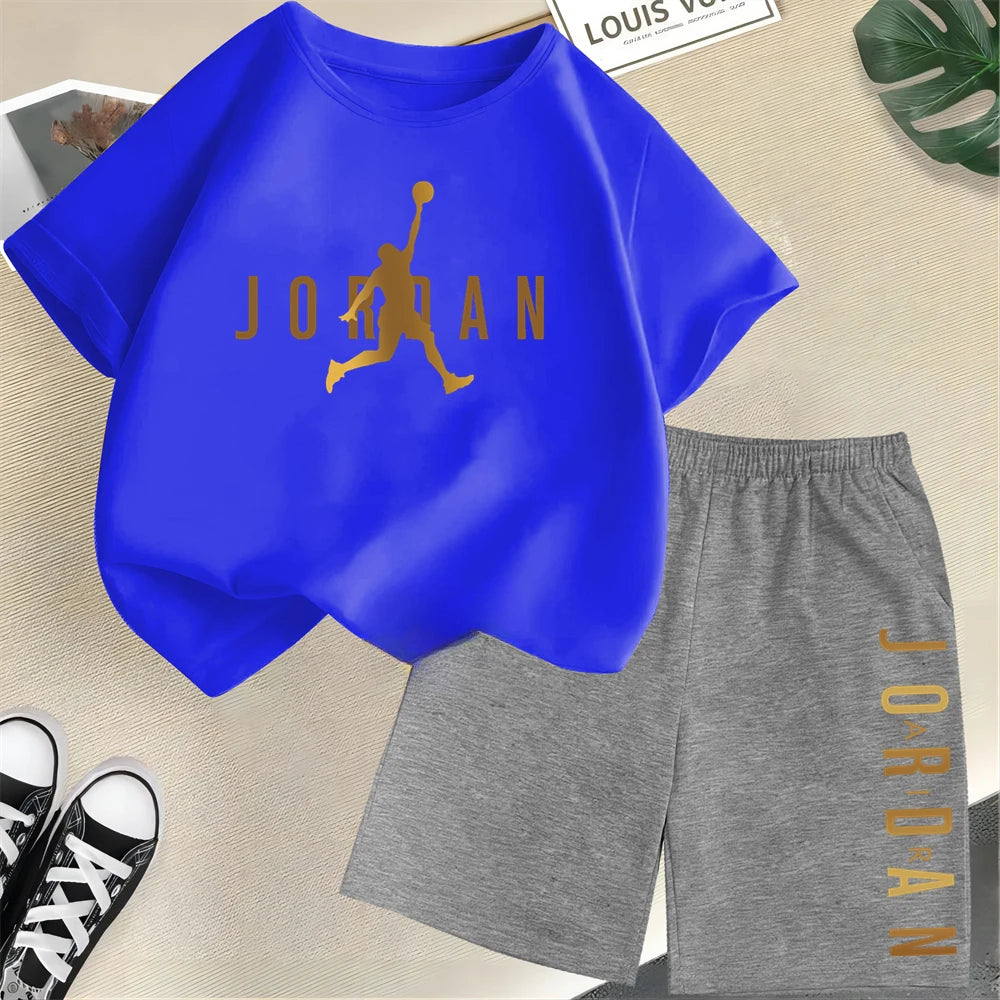 CH.KOUROSH Summer Slam Dunk Master Pattern Printed Children Short Sleeve T-shirt + Shorts 2pcs Set Kids Boy Girl Fashion Clothing Sportsuit