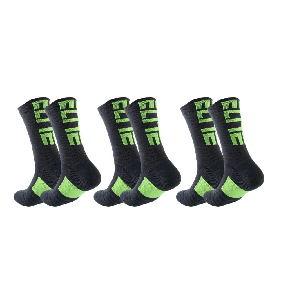 3 pairs of men's elite socks, basketball socks, looped thickened anti slip football socks, sports socks, trendy socks, and middl