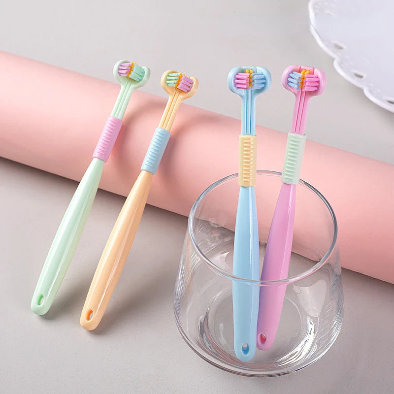 CH.KOUROSH Baby Oral Health Care Kids 360° Clean Tooth Teeth Clean Brush Three Side Candy Color Soft Toothbrush Children Dental Care 3-12Y