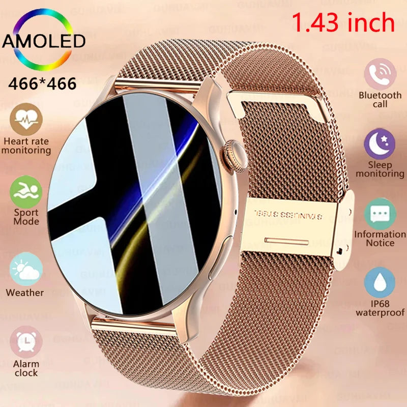 CH.KOUROSH 2024 NFC Smart Watch Women 466*466 Screen GPS Track Sport Watches Women Health Monitoring Voice Bluetooth Call Smartwatch Ladies