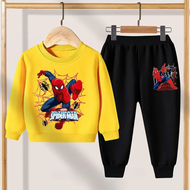 CH.KOUROSH- Disney Casual Sweatshirts Boys Toddler Cartoon Clothing New Crewneck Spiderman Print Pullovers Pants 2pcs Long Sleeve Tracksuits