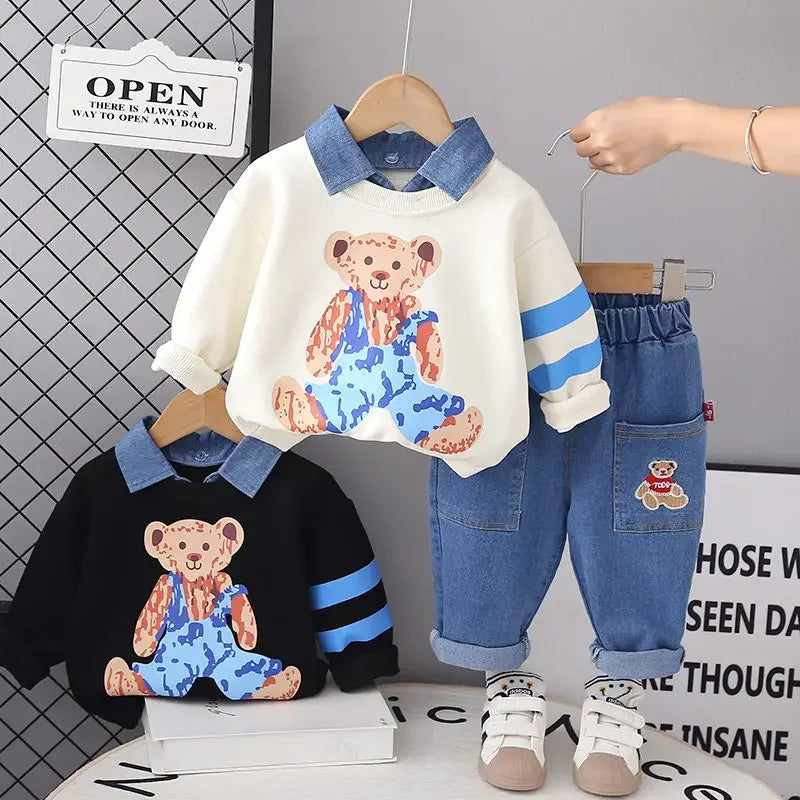 CH.KOUROSH- New Autumn Children Boys Girls Clothing Cotton Long Sleeve Cartoon Bear Suit Kids Clothes Tracksuit Kids T-Shirt Pants 2Pcs/set