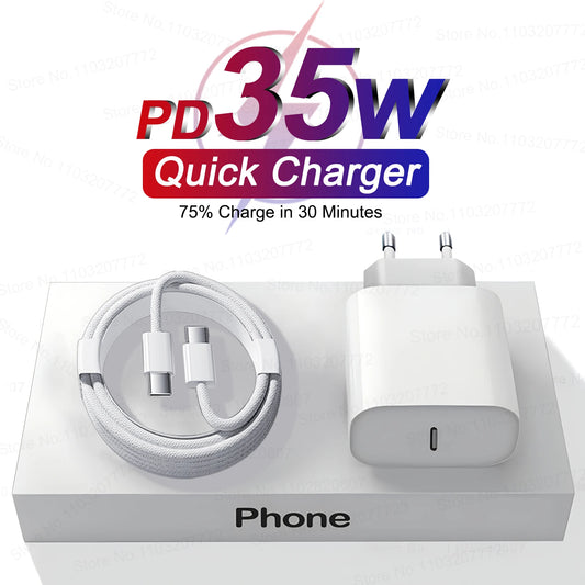 CH.KOUROSH PD 35W Fast Charger For iPhone 11 12 13 14 15 Pro Max Fast Charging Cable For iPhone 15 Plus USB Type C Data Line Phone Charger