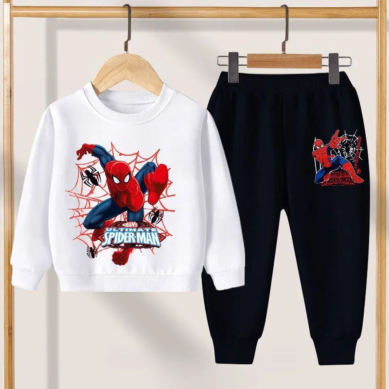 CH.KOUROSH- Disney Casual Sweatshirts Boys Toddler Cartoon Clothing New Crewneck Spiderman Print Pullovers Pants 2pcs Long Sleeve Tracksuits