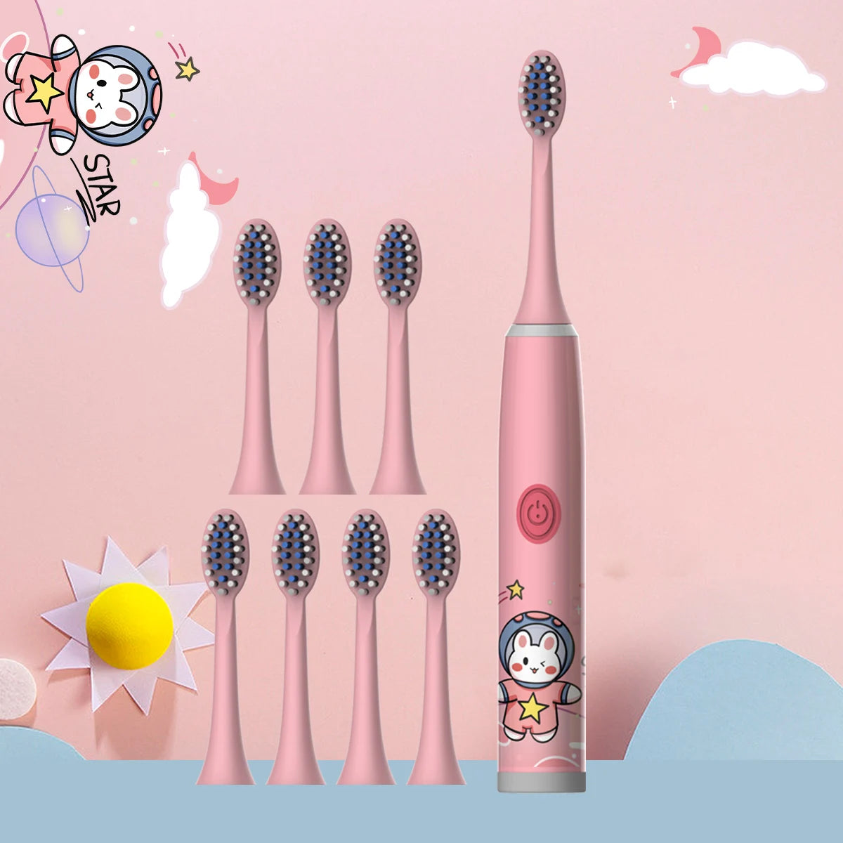 Children's Electric Toothbrush Color Cartoon Space Series Children's Soft Hair Cleaning Brush (Battery Not Included)