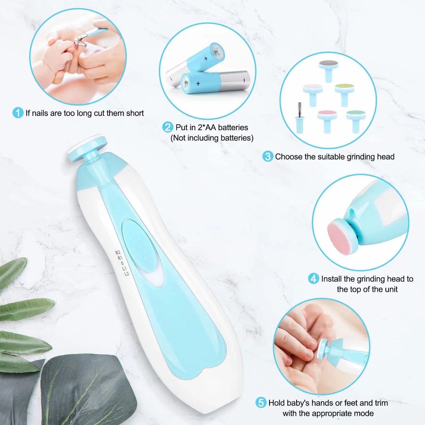 CH.KOUROSH Baby Electric Nail Trimmer Kid Nail Polisher Tool Baby Care Multifunctional Fingernail Cutter Trimmer Infant Manicure Set