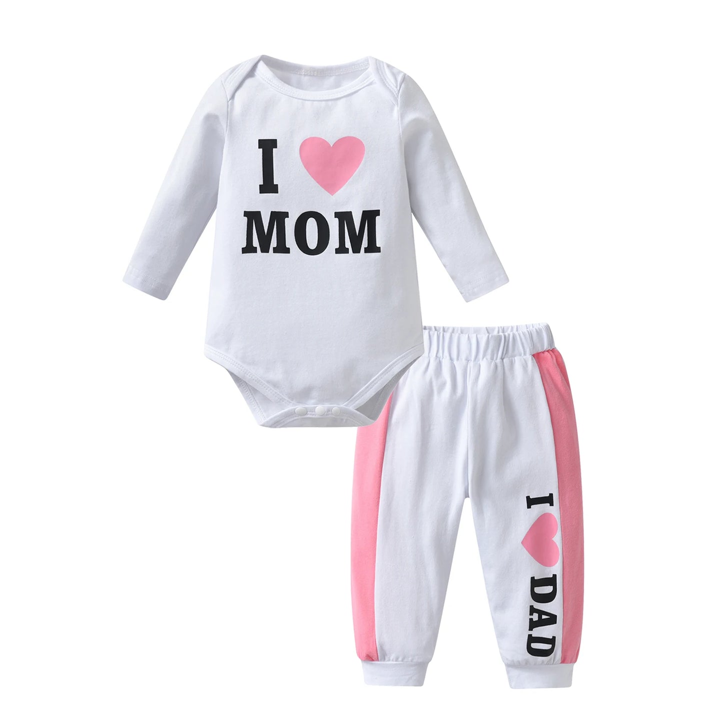 Casual Newborn infant Baby Girl 2PCS Clothes Set Spring Autumn Cotton Letter Print Long Sleeve Bodysuit Top and Pants Outfit Set