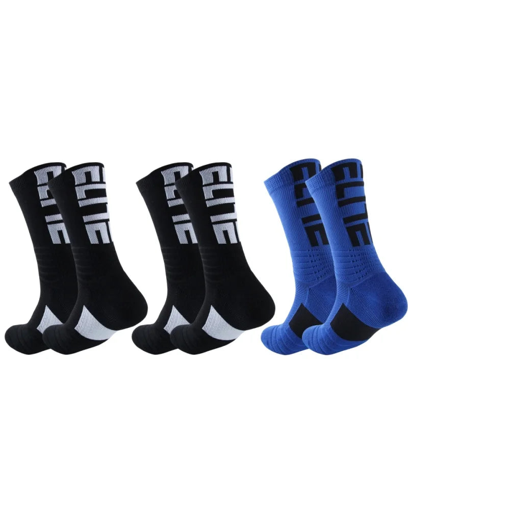 3 pairs of men's elite socks, basketball socks, looped thickened anti slip football socks, sports socks, trendy socks, and middl