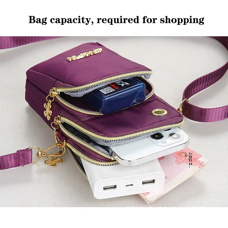 CH.KOUROSH- Mobile Phone Bag Women's Crossbody Mini Bags Fashion Mom Mommy Coin Bag Neck Hanging Running Cover Shoulder Bag 3 Layer Wallet