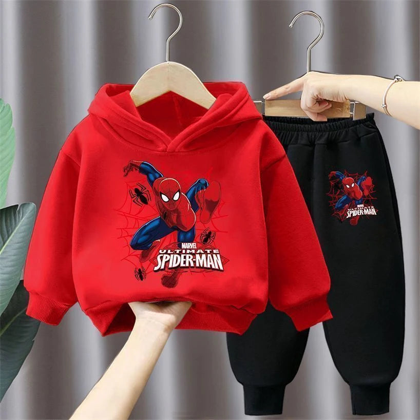 CH.KOUROSH Disney Spring Autumn Children's Clothing Sets Spiderman Boys Sweatshirt+Sweatpant 2pcs Kids Hooded Sport Pullover Set Tracksuit