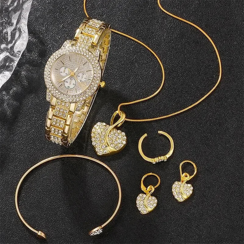 Elegant Ladies’ Quartz Watch & Jewelry Set - Perfect for Special Occasions