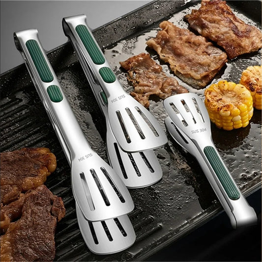 CH.KOUROSH Non-Slip Stainless Steel Food Tongs Meat Salad Bread Serving Clip Barbecue Grill Buffet Clamp Cooking Tools Kitchen Accessories