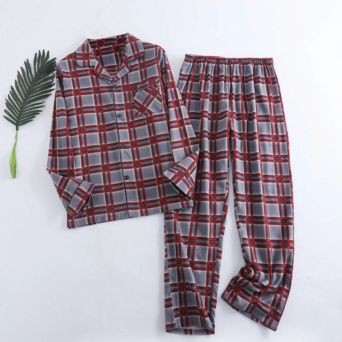 Men's Home Suits Plaid Multi Colors Warm Flannel Long-Sleeved Trousers Pajamas Spring And Autumn Homewear Sleepwear Sets