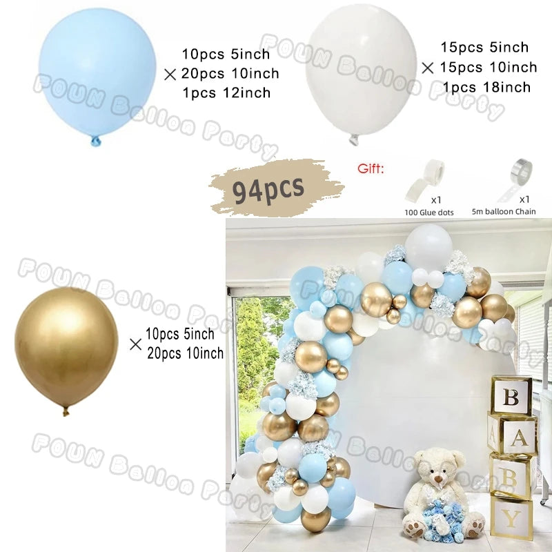 Blue Birthday Balloons Arch Kit Birthday Decorations Gold Confetti Navy Blue Baloon Boy Girl Baby Shower Wedding Baptism Decors