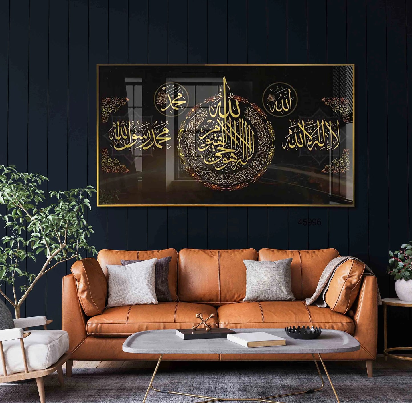 CH.KOUROSH- Home Living Room Decor Islamic Calligraphy Gold Pictures Crystal Porcelain Islamic Glass Wall Art With Frame UV Printing