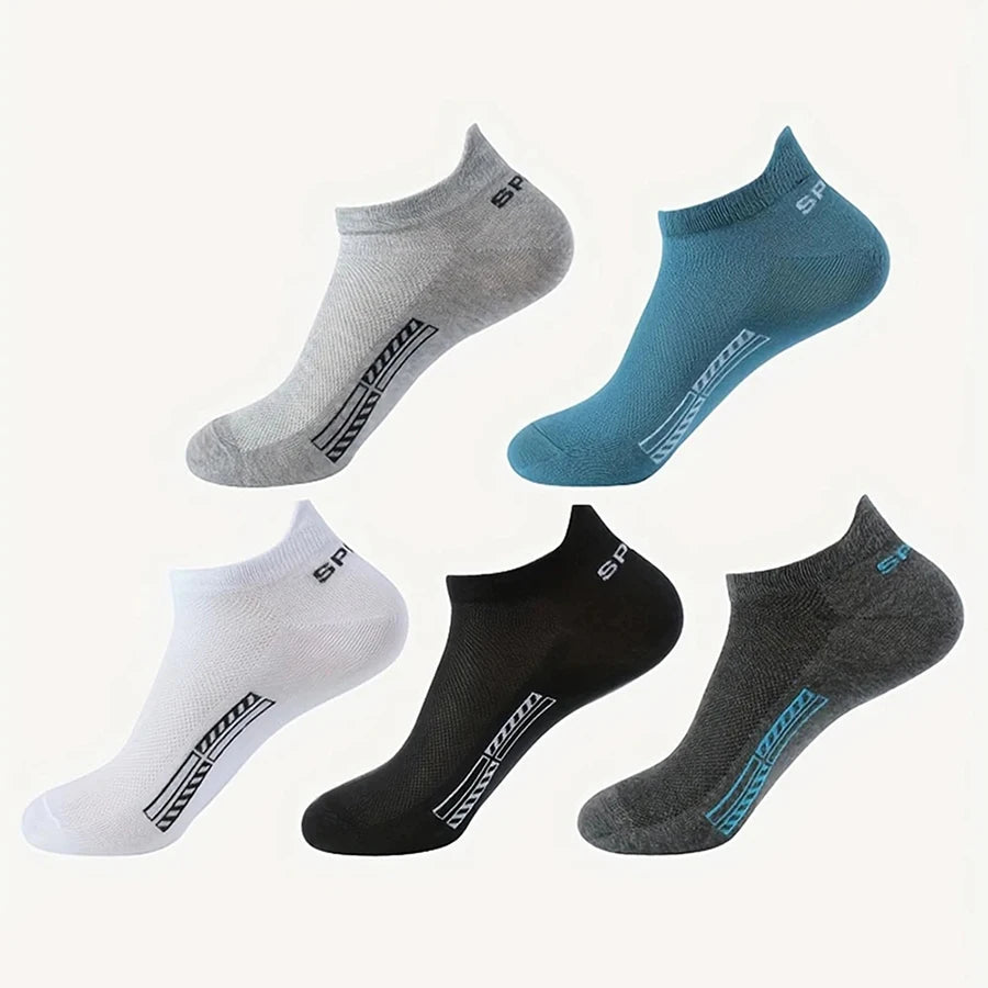 5/10/20/30 Pairs Men Short Socks Fashionable Stripes Sports Style Sweat Absorbing Breathable Soft Comfortable Casual Ankle Socks