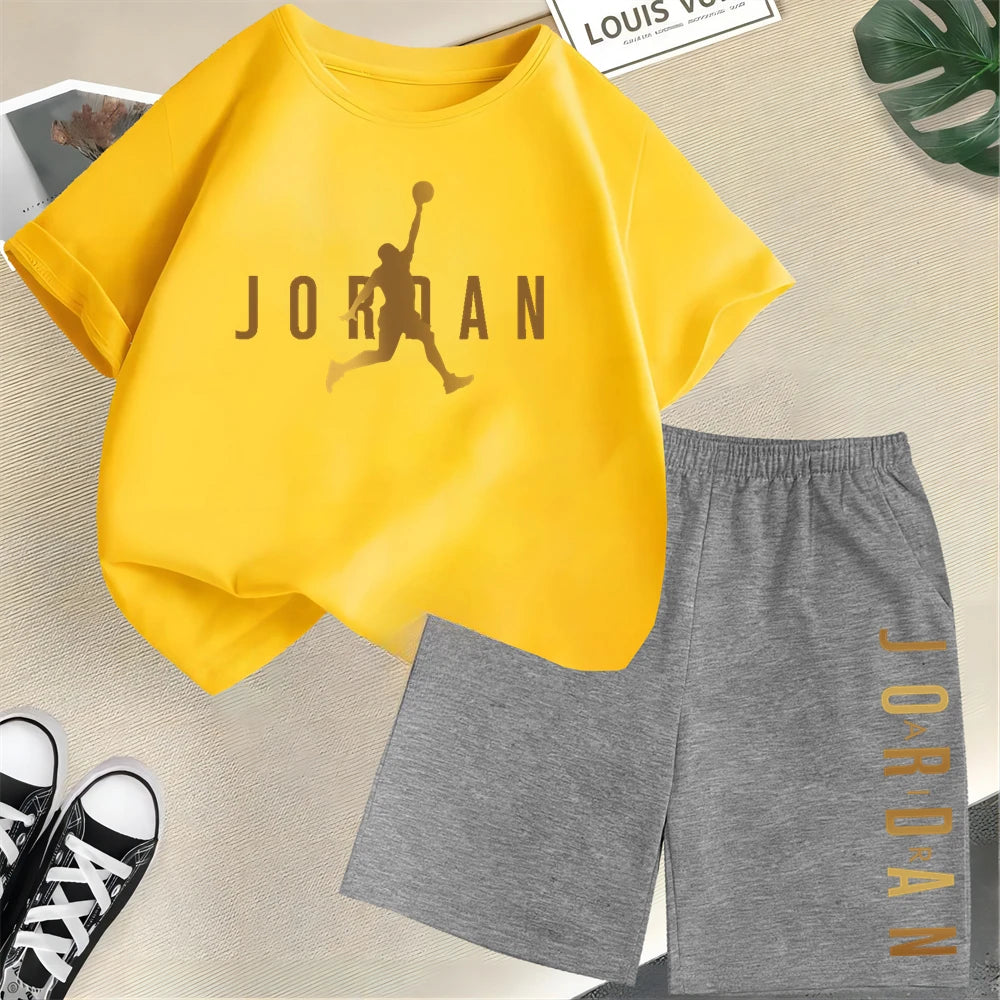 CH.KOUROSH Summer Slam Dunk Master Pattern Printed Children Short Sleeve T-shirt + Shorts 2pcs Set Kids Boy Girl Fashion Clothing Sportsuit