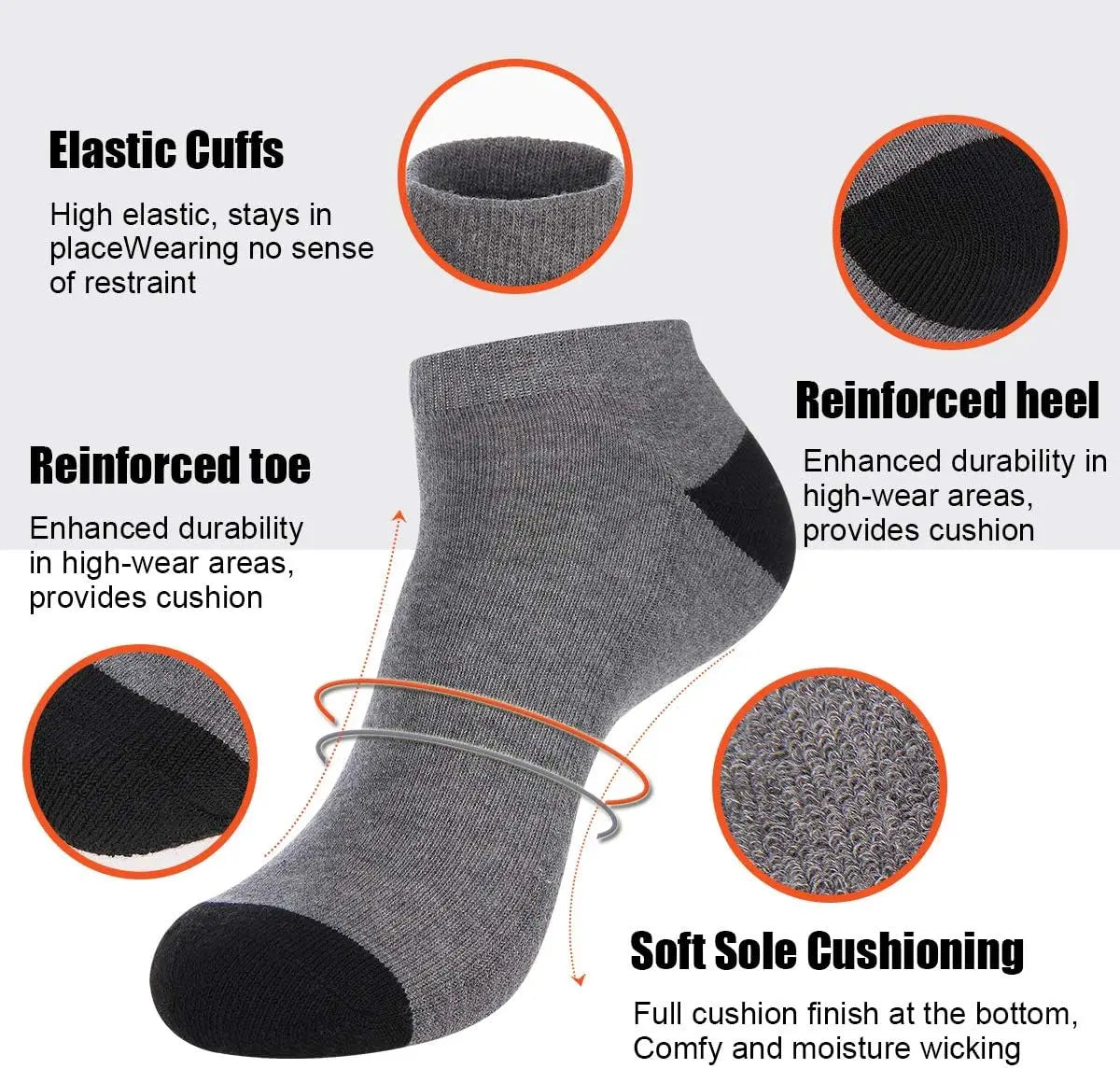 10 Pairs of High-Quality Men's Sports Fitness Running Socks For Spring and Summer Outdoor Leisure and Breathable Short Socks