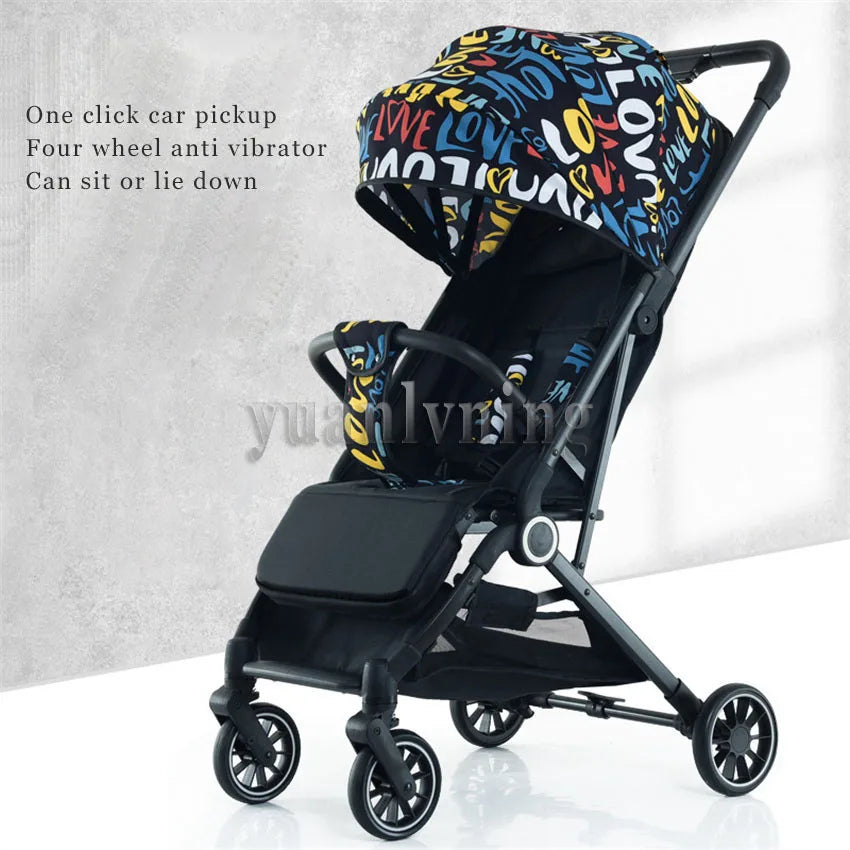 Baby Stroller Portable Lightweight Baby Shock Absorber Children's Foldable Stroller Can Sit And Lie Down For Baby 0-4 Year Old