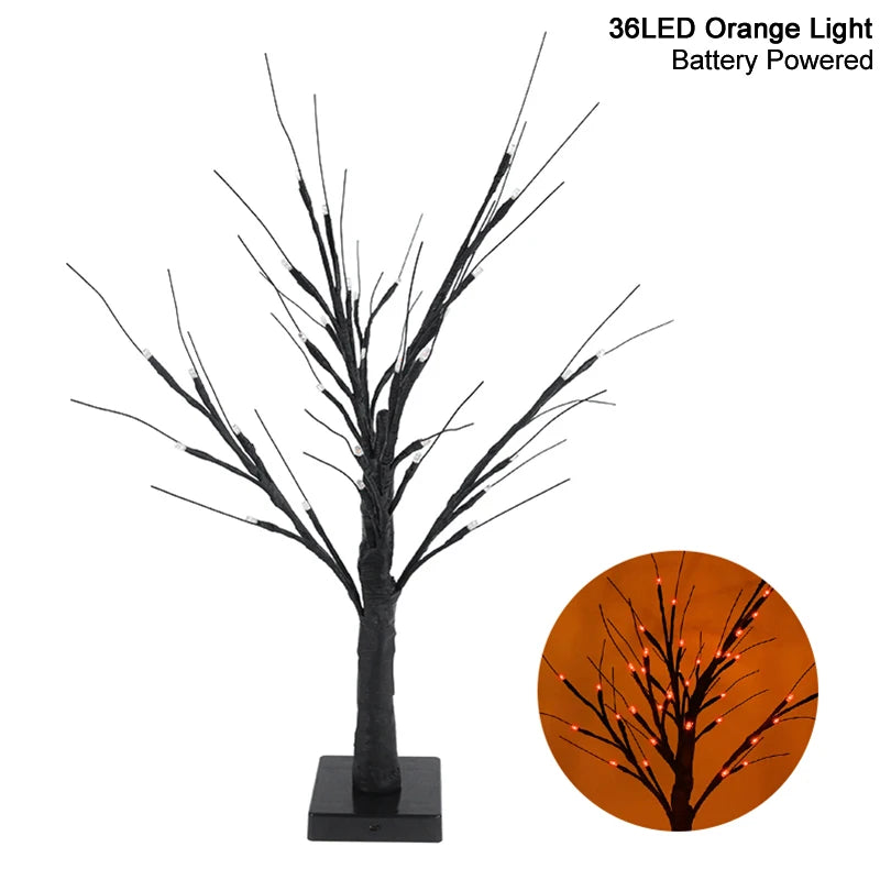 Halloween Decor LED Birch Tree Light Halloween Party Hanging Ornaments Tree Decorations for Home Table Kids Gift Christmas Lamp