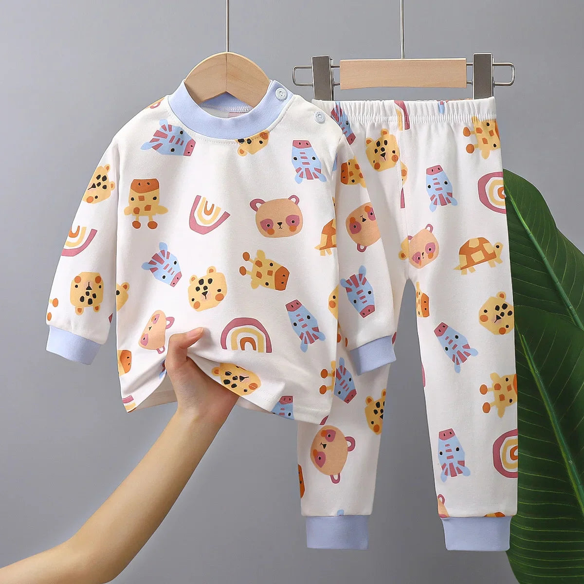 2023 New Kids Boys Girls Pajama Sets Cartoon Print Long Sleeve Cute T-Shirt Tops with Pants Toddler Baby Autumn Sleeping Clothes