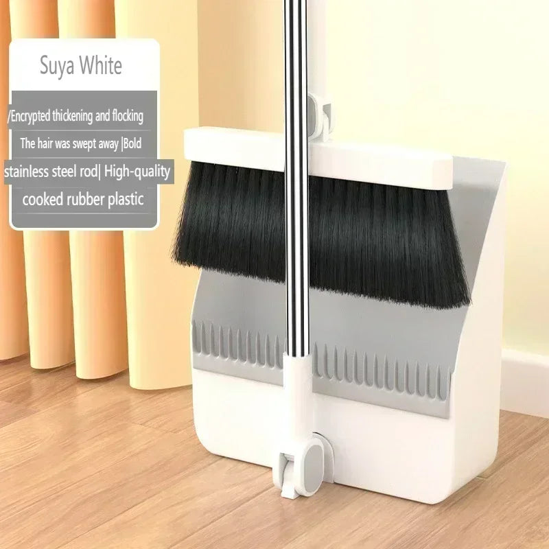 2PCS/Set Foldable Broom And Scoop Set Upright Dust Pan And Brush Set 180 Degree Rotation Dustless Floor Soft Brush Home