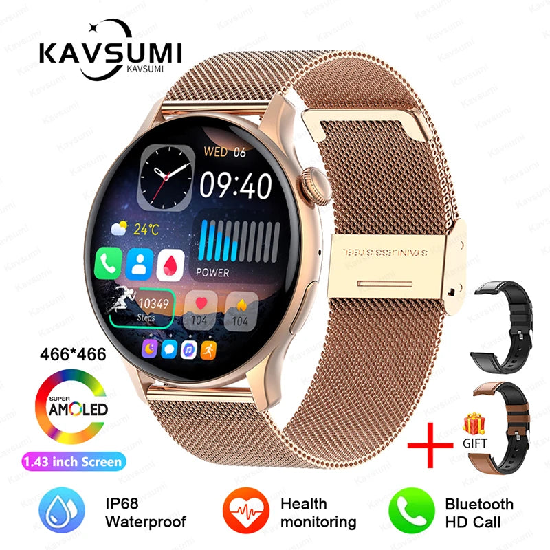 CH.KOUROSH 2024 NFC Smart Watch Women 466*466 Screen GPS Track Sport Watches Women Health Monitoring Voice Bluetooth Call Smartwatch Ladies