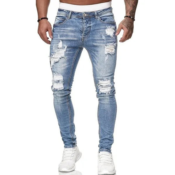 CH.KOUROSH Ripped Skinny Fit Men’s Jeans - Distressed Vintage Denim, Punk Style