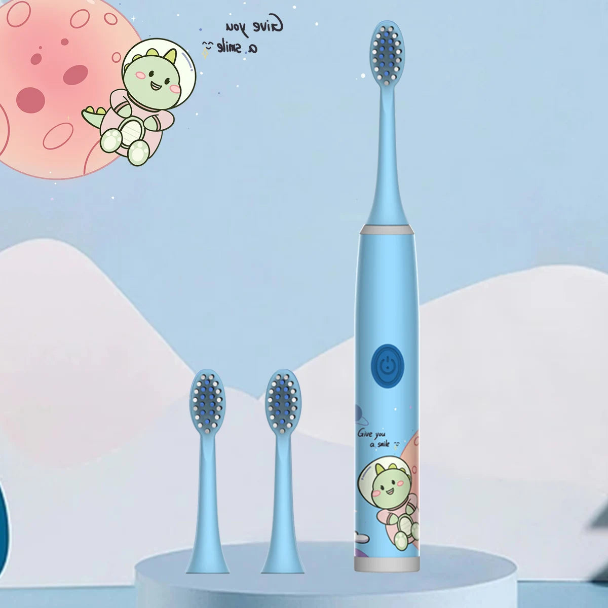 Children's Electric Toothbrush Color Cartoon Space Series Children's Soft Hair Cleaning Brush (Battery Not Included)