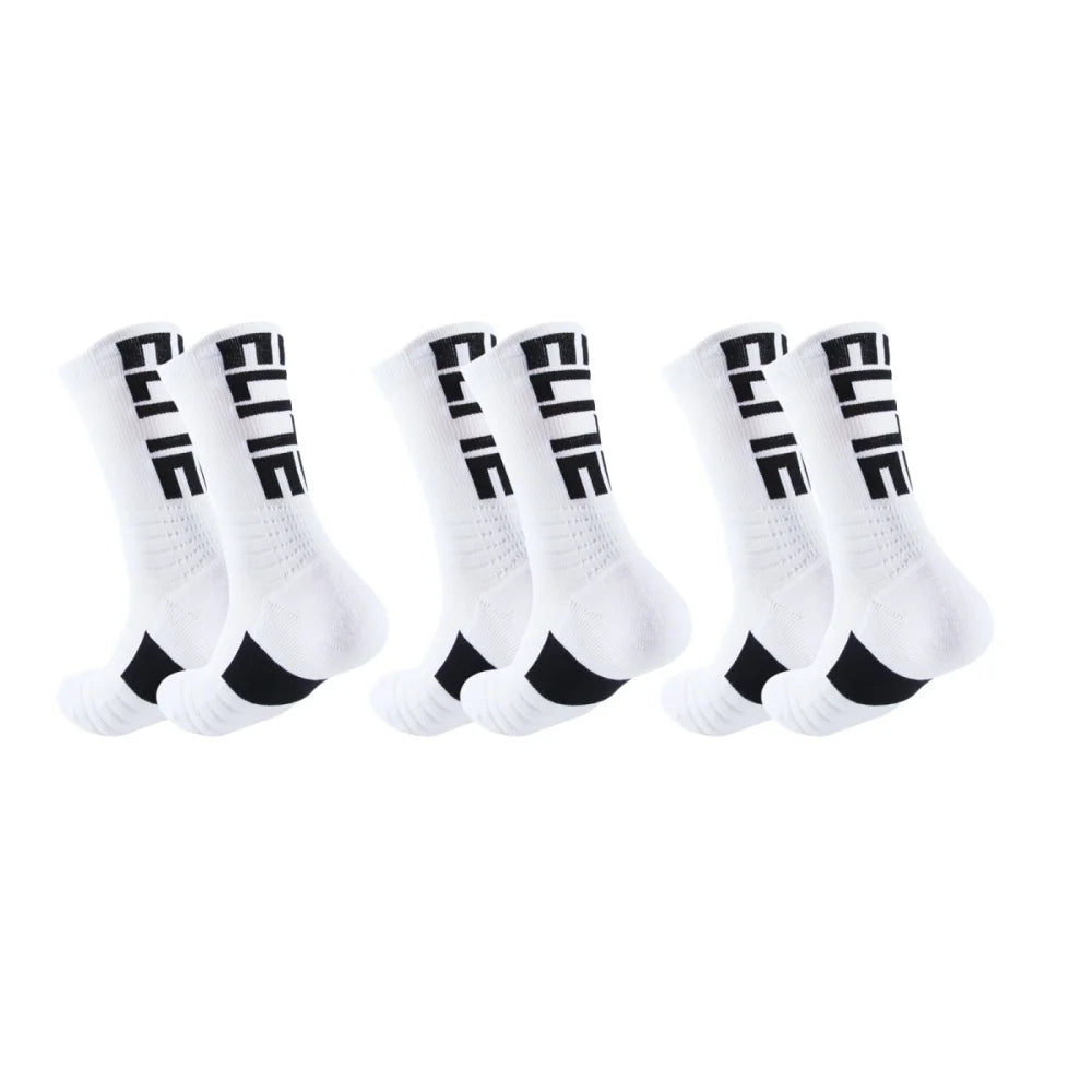 3 pairs of men's elite socks, basketball socks, looped thickened anti slip football socks, sports socks, trendy socks, and middl