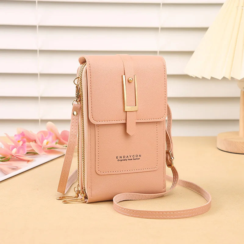 Transparent touch screen mobile phone bag mini flap crossbody bag fashion handbag suitable for Apple Samsung Xiaomi mobile phone