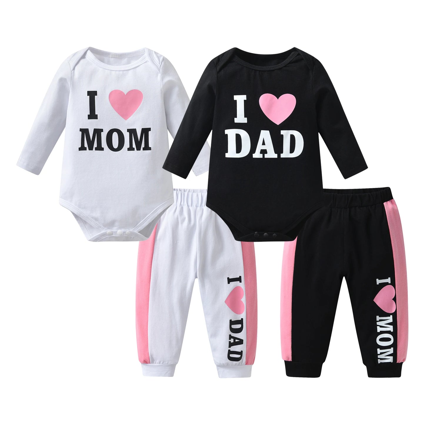 Casual Newborn infant Baby Girl 2PCS Clothes Set Spring Autumn Cotton Letter Print Long Sleeve Bodysuit Top and Pants Outfit Set