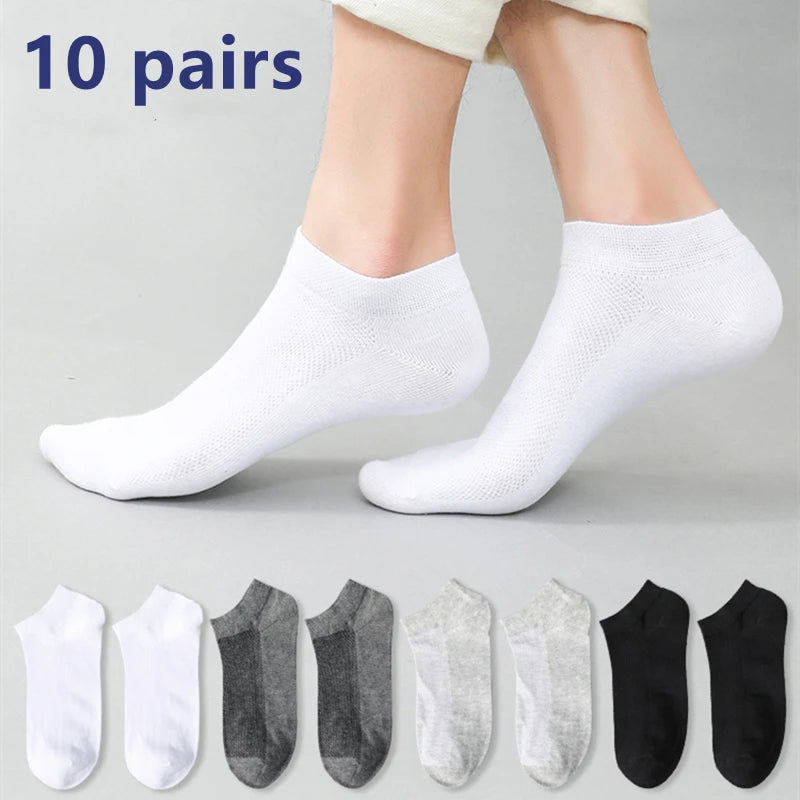 10pairs Breathable Cotton Sports Stockings Men Bamboo Fiber Autumn and Winter Men Socks Sweat Absorption Deodorant Business Sox