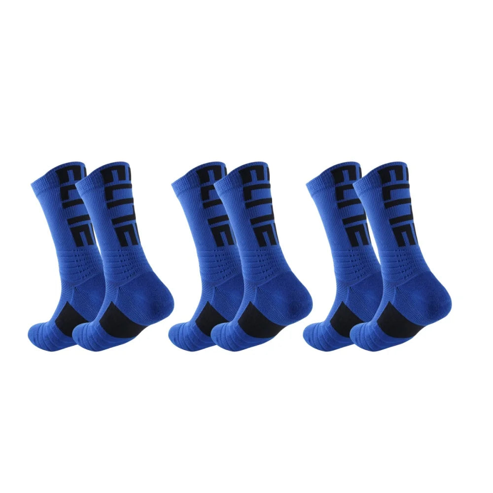 3 pairs of men's elite socks, basketball socks, looped thickened anti slip football socks, sports socks, trendy socks, and middl