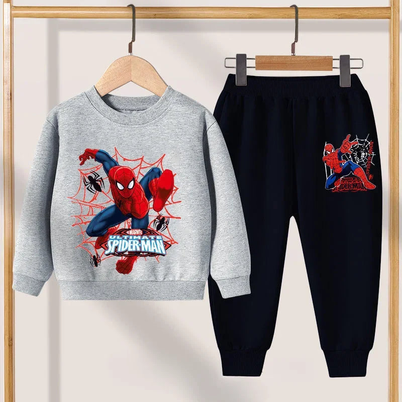 CH.KOUROSH- Disney Casual Sweatshirts Boys Toddler Cartoon Clothing New Crewneck Spiderman Print Pullovers Pants 2pcs Long Sleeve Tracksuits