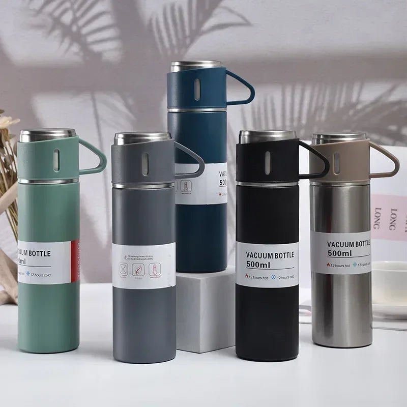 CH.KOUROSH 500ML Stainless Steel Vacuum Flask Gift Set Outdoor Hot Water Thermal Insulation Couple Cup Office Business Style Thermos Bottle